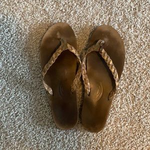 Braided Rainbow flip flops